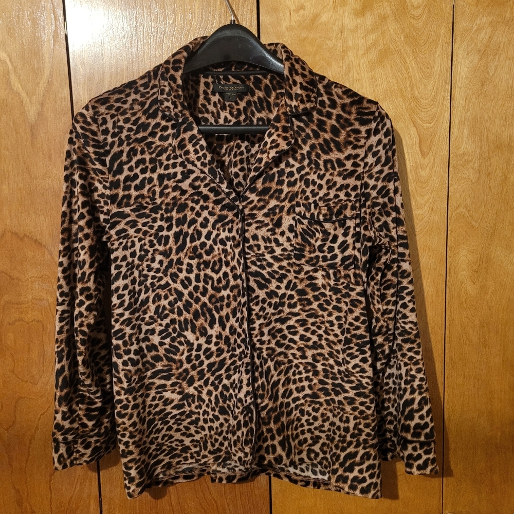 Donna Karan pajama set velour leopard print Size Large - Picture 6 of 13